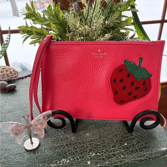 Kate Spade On Purpose Strawberry Mini Leather Wristlet -UVRU0191 - Picture 11 of 11